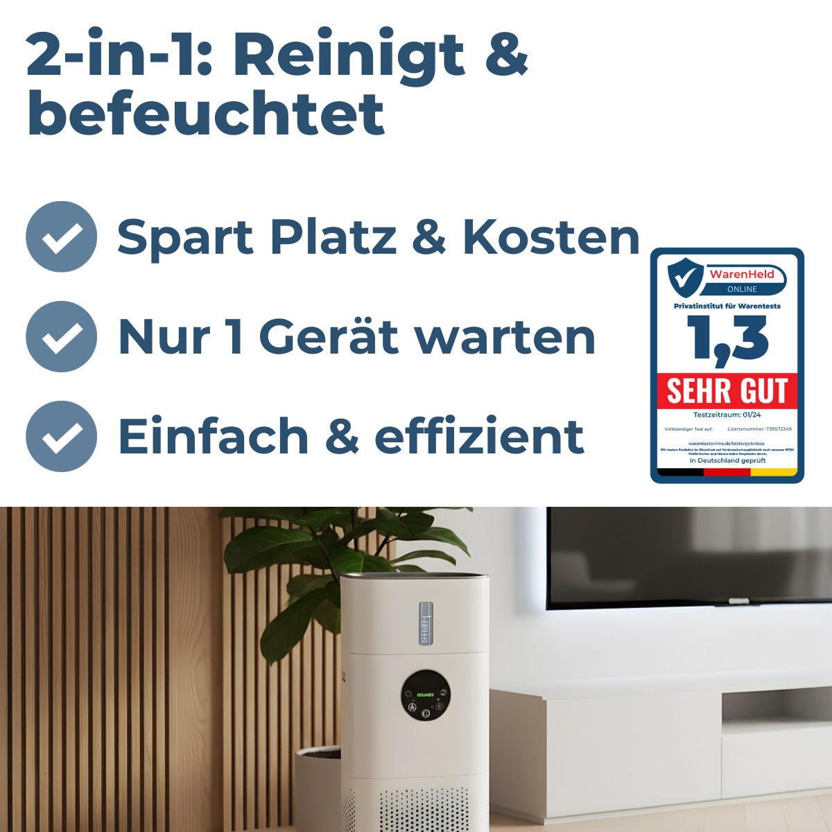 Smartreiniger 2 in 1 Luftreiniger/befeuchter